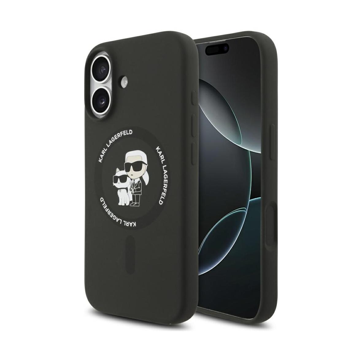 KARL LAGERFELD futerał do IPHONE 17 kompatybilny z MagSafe KLHMP17SSCMKCRHK (Silicone KC Body Ring) czarny