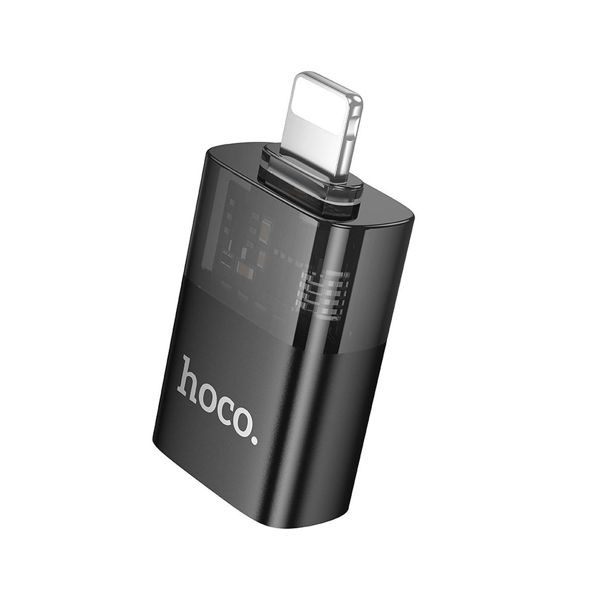 Adapter OTG Lightning do USB A Hoco UA36 czarny transparentny