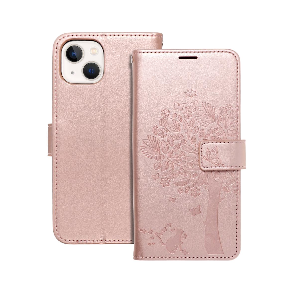 Etui z klapką na iPhone 13 Mezzo Book drzewo złoto-różowe