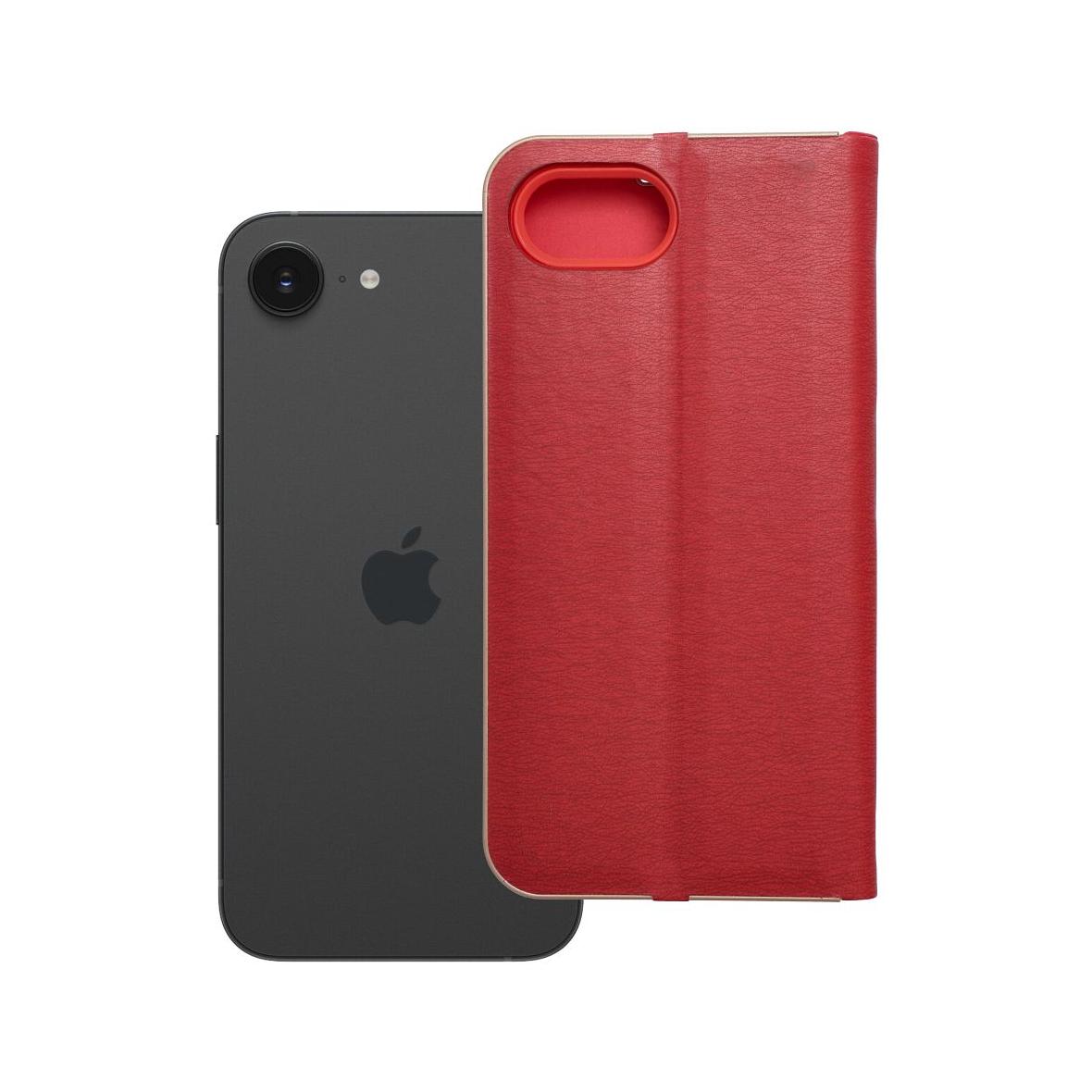 Etui z klapką na iPhone 16e (SE 4 2025) Luna Book Gold czerwone