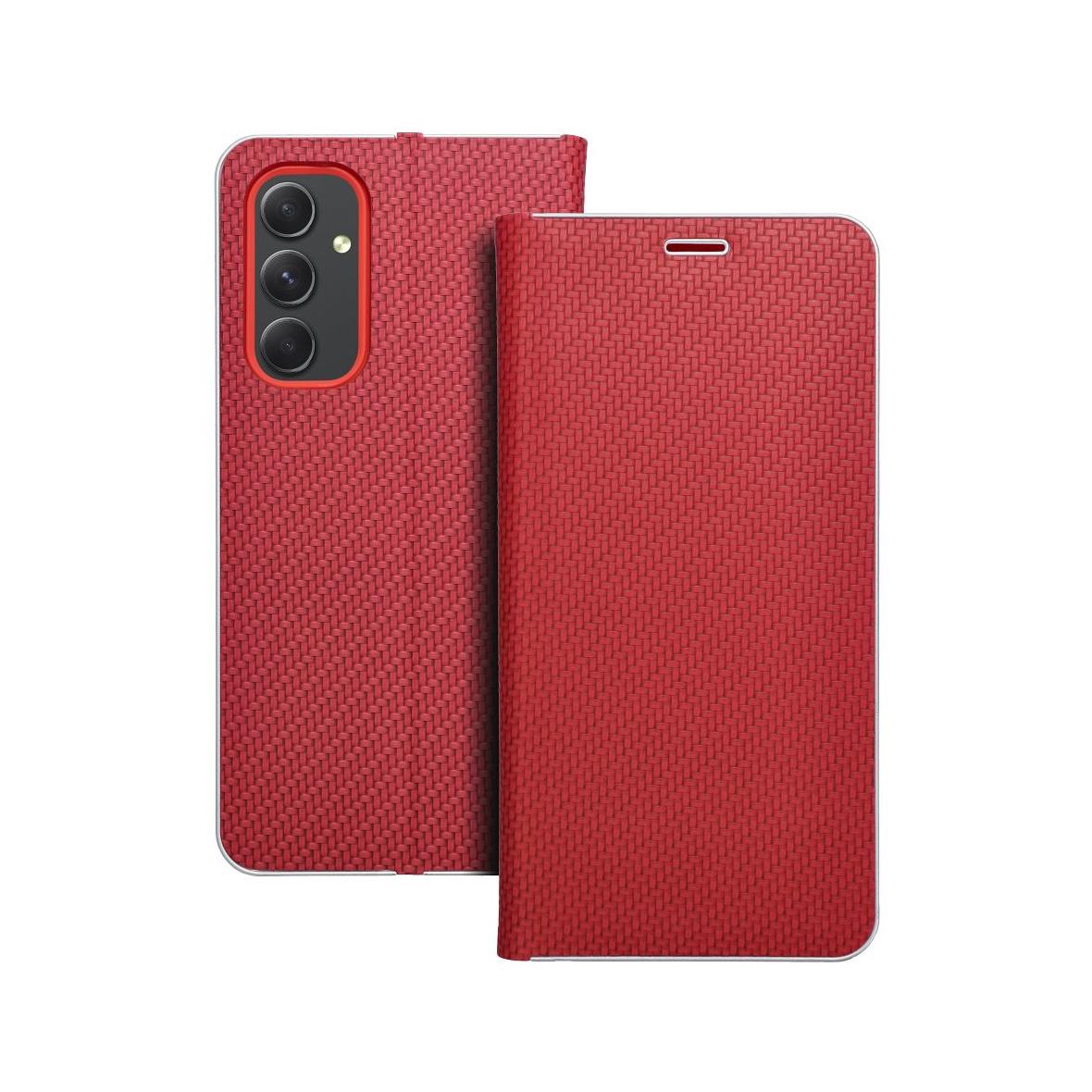 Etui z klapką na Samsung A54 5G Luna Book Carbon czerwone