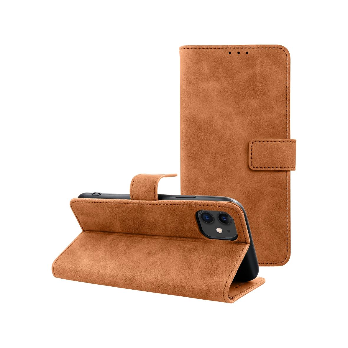 Etui z klapką na iPhone 12 / 12 PRO Tender Book brązowe