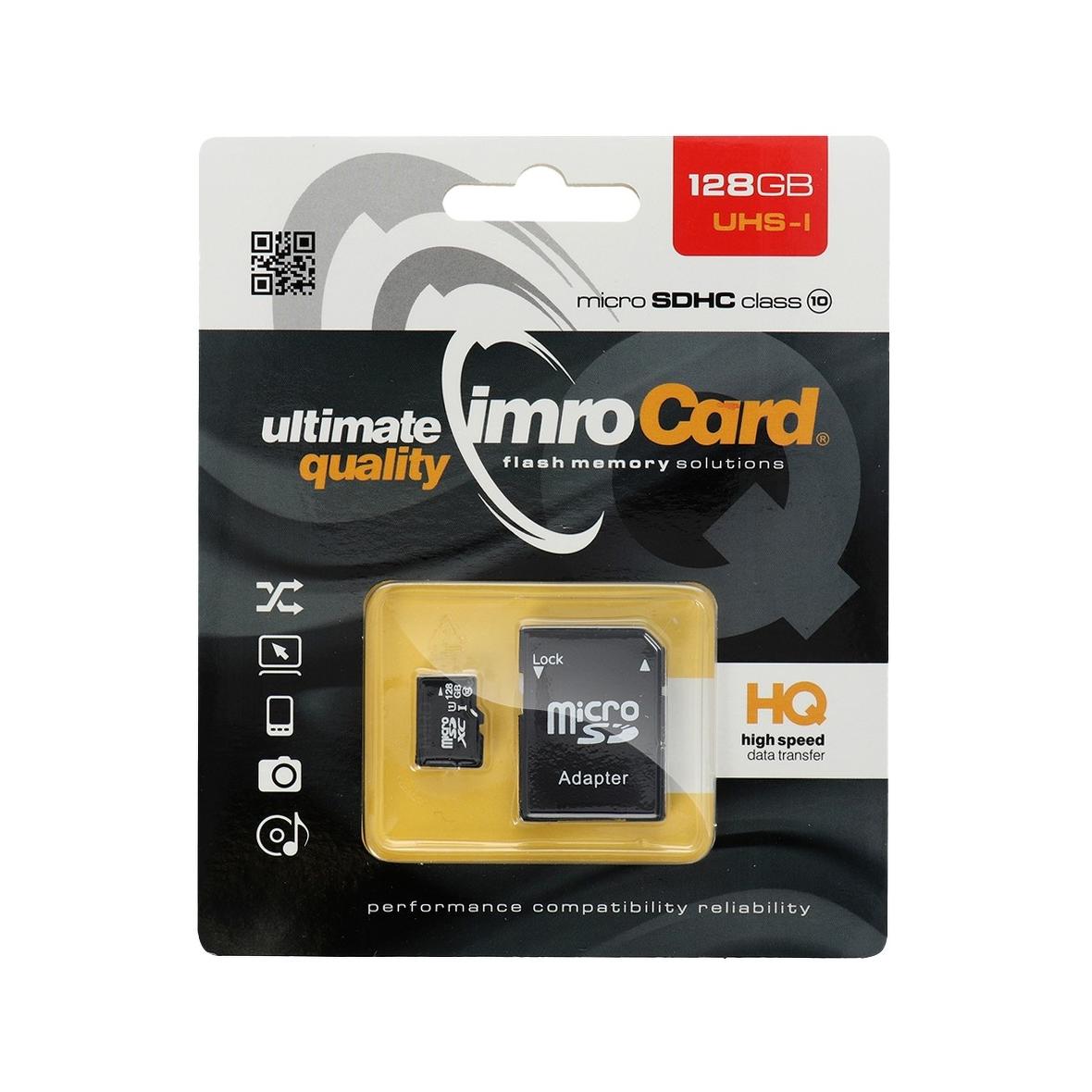IMRO karta pamięci microSD 128GB 100MB/s class 10 UHS I z adapterem SD