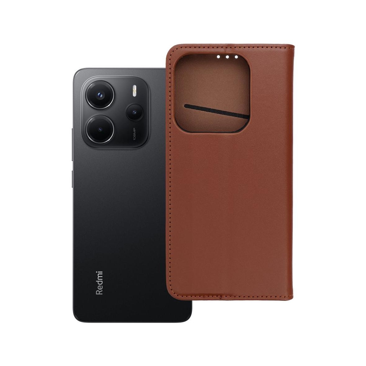 Etui z klapką na Xiaomi Redmi NOTE 14 4G (GLOBAL - 164,84mm x 78,15mm x 8,16mm) Smart Pro Book skórzane brązowe