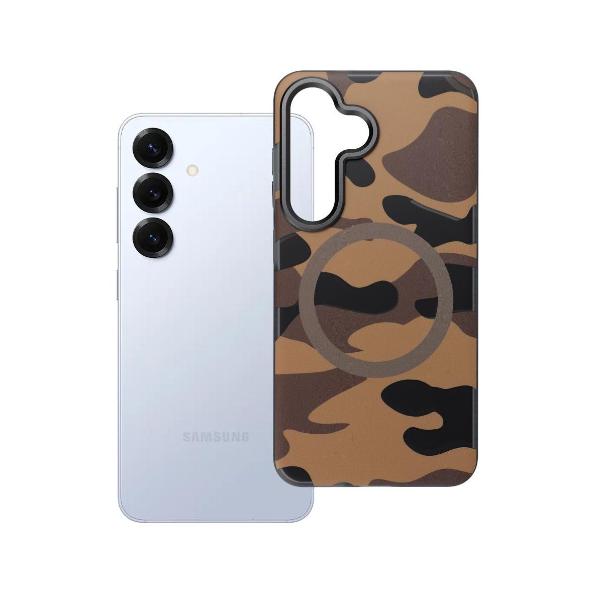 Etui na Samsung S25 Forcell F-Protect Levels Dual Layer 4D technology zgodny z MagSafe Military Drop-Test desert camo