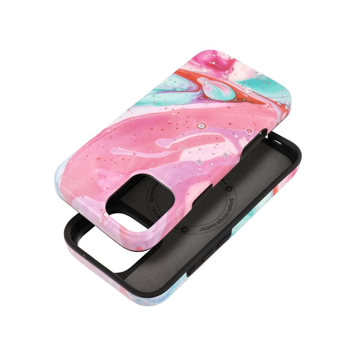 Etui na iPhone 16 PLUS Forcell F-Protect Mirage zgodny z MagSafe Military Drop-Test pink marble