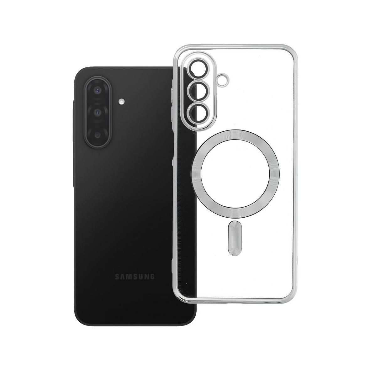 Futerał do Samsung A17 Electro Mag Cover zgodny z MagSafe srebrny