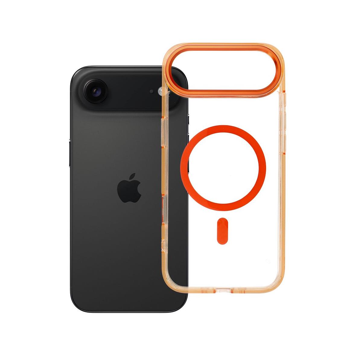 Futerał do iPhone 17 AIR Frame Clear Hybrid Mag Cover zgodny z MagSafe pomarańczowy