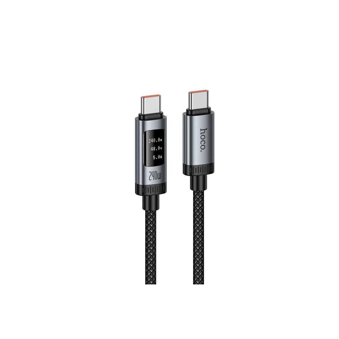 Kabel USB C do USB C Hoco PD 6A 240W 1,2m z wyświetlaczem U148 czarny
