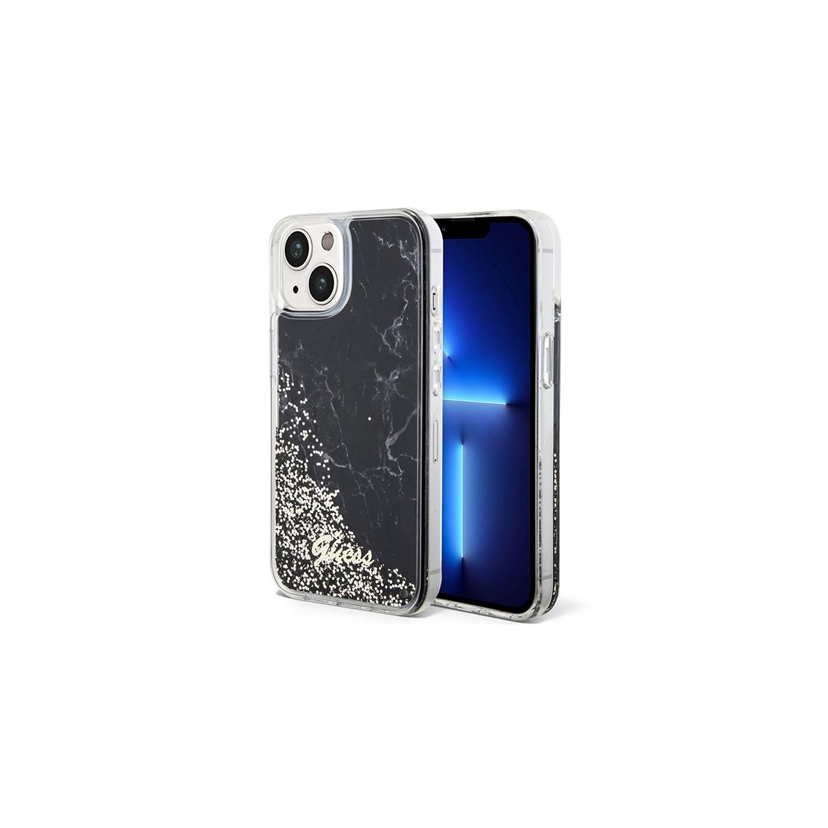 GUESS futerał do IPHONE 13 / 14 / 15 GUHCP14SLCSGSGK (Liquid Glitter Marble) czarny