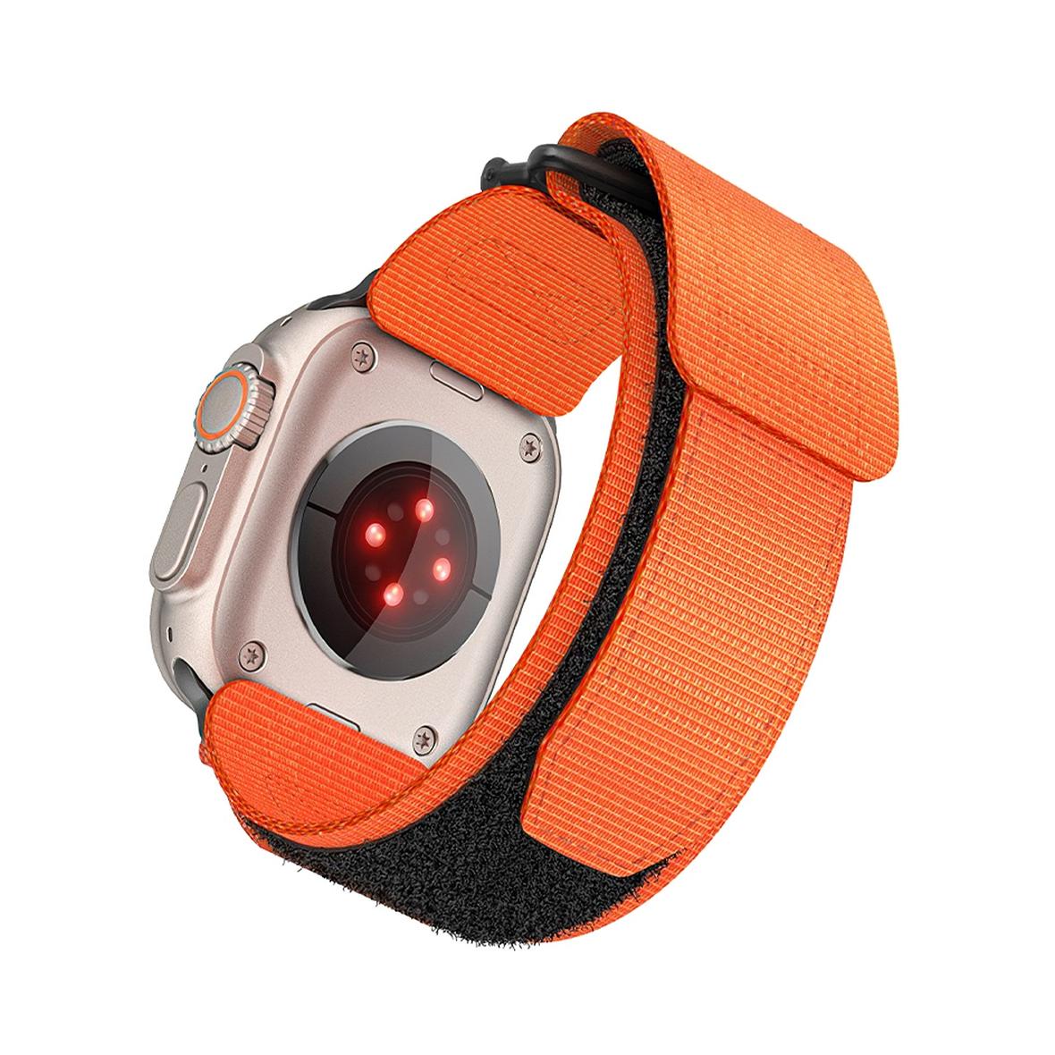 Pasek do Apple Watch Forcell F-Design FA05 rzep nylon 42 / 44 / 45 / 49 mm pomarańczowy