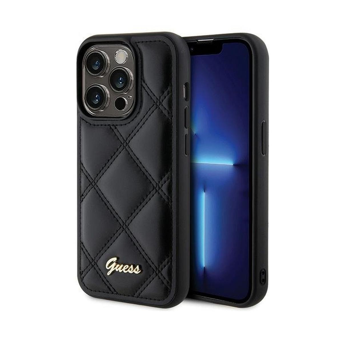GUESS futerał do IPHONE 15 Pro GUHCP15LPSQSQSK (Quilted Metal Logo) czarny