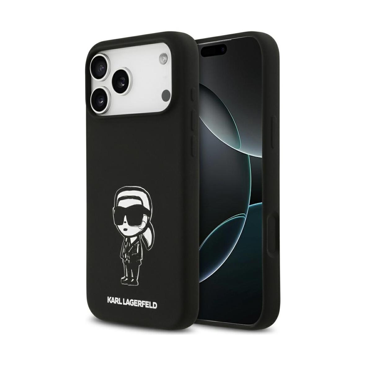 KARL LAGERFELD futerał do IPHONE 17 Pro Max kompatybilny z MagSafe KLHMP17XSKIGROK (Silicone W/ KL Sketch & Logo) czarny