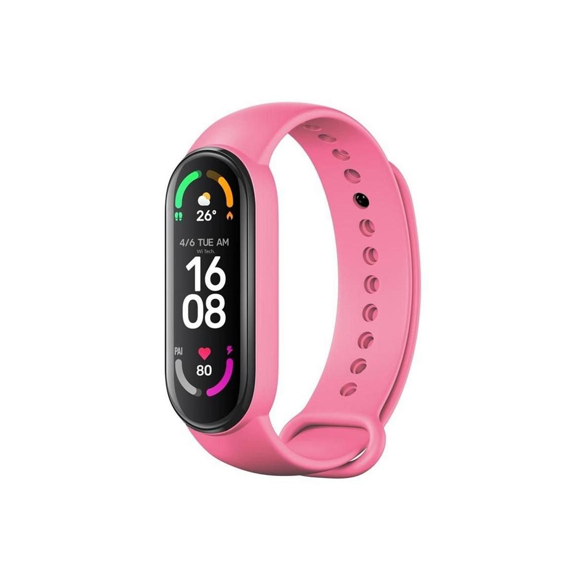 Pasek silikonowy do XIAOMI Mi Band 5 / 6 / 7 różowy (06)