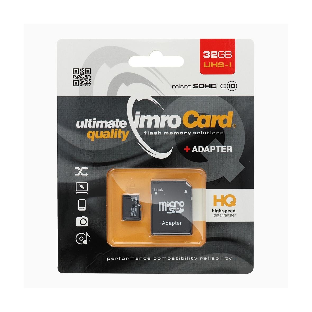IMRO karta pamięci microSD 32GB 100MB/s class 10 UHS I z adapterem SD