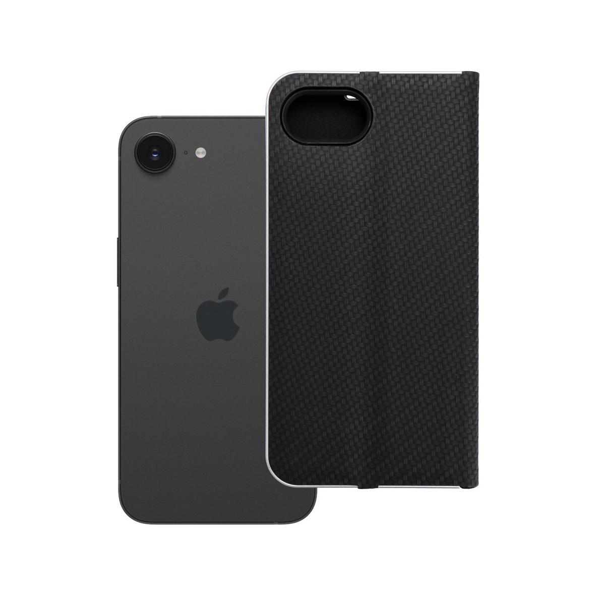 Etui z klapką na iPhone 16e (SE 4 2025) Luna Book Carbon czarne
