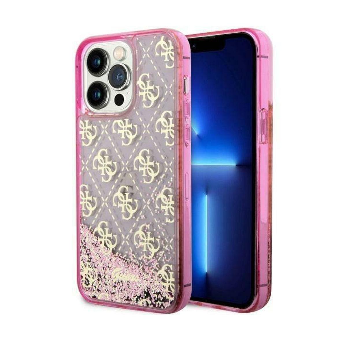 GUESS futerał do IPHONE 14 Pro GUHCP14LLC4PSGP (Liquid Glitter 4G Translucent) różowy