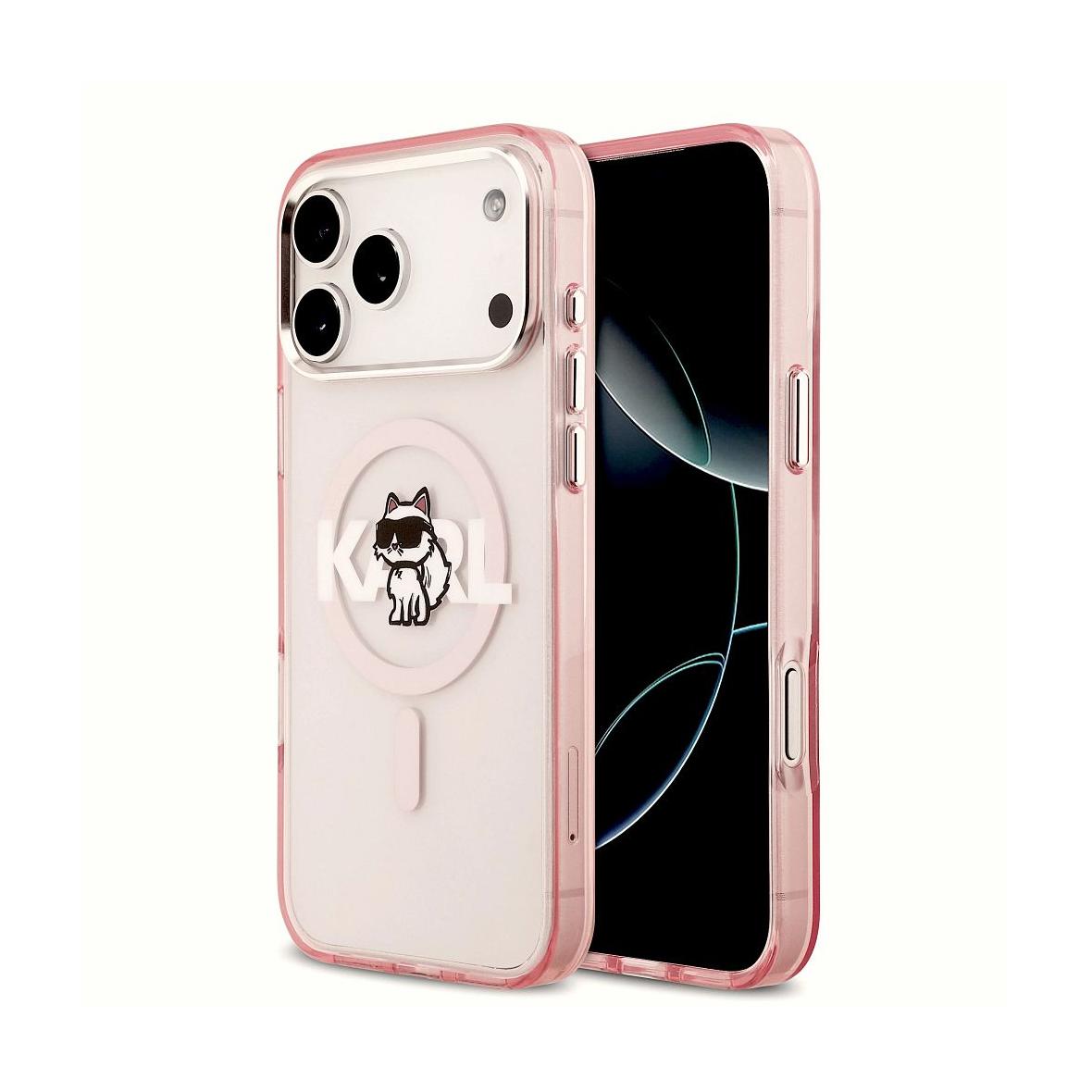 KARL LAGERFELD futerał do IPHONE 17 Pro Max kompatybilny z MagSafe KLHMP17XHGCHGKBP (IML Choupette Sketch Logo) różowy