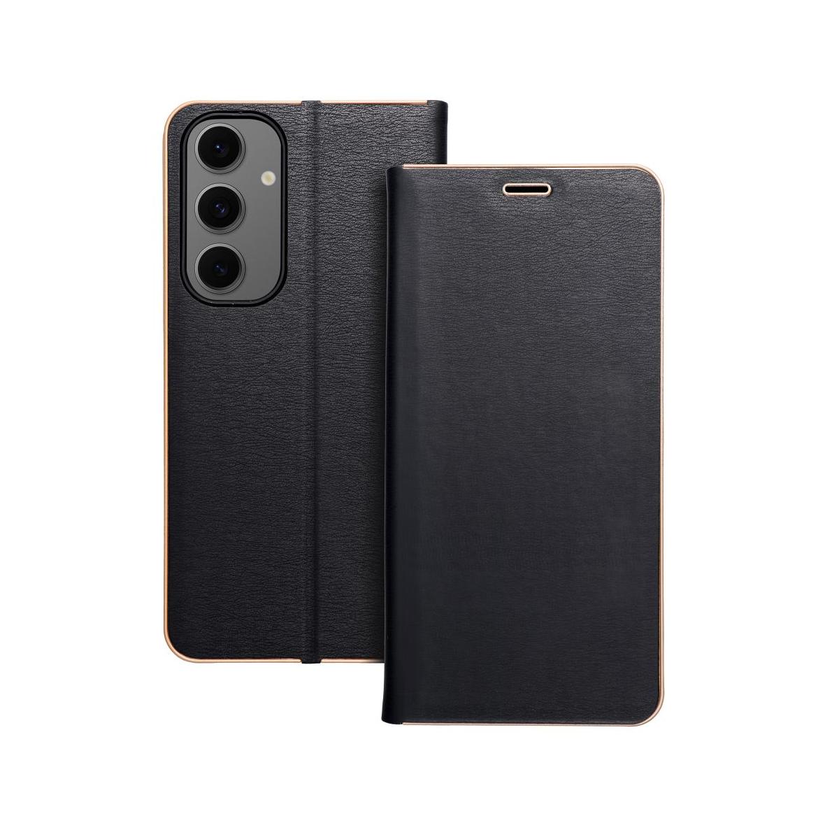 Etui z klapką na Samsung S24 FE Luna Book Gold czarne