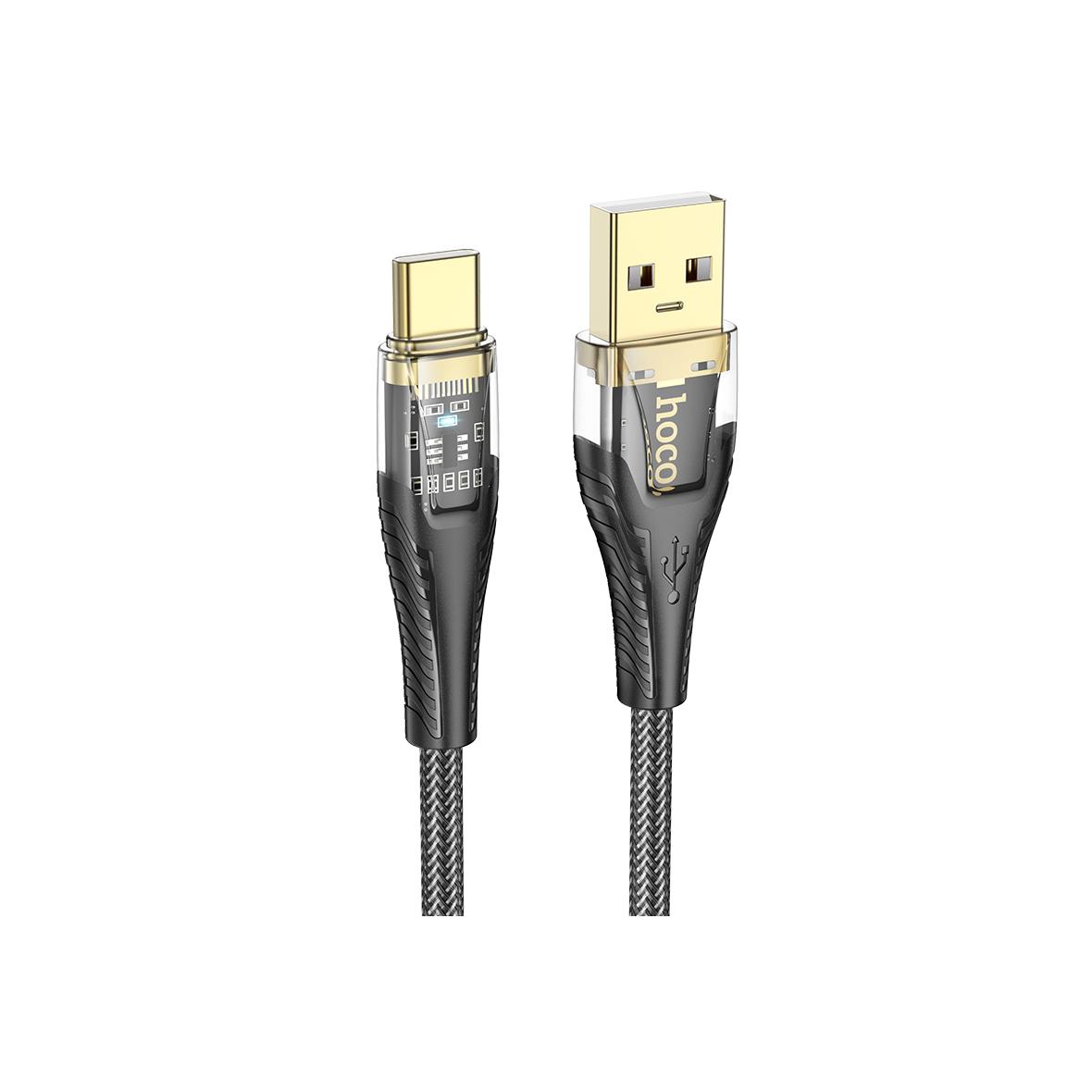 Kabel USB A do USB C Hoco 2,4A 1,2 m U121 czarny transparentny
