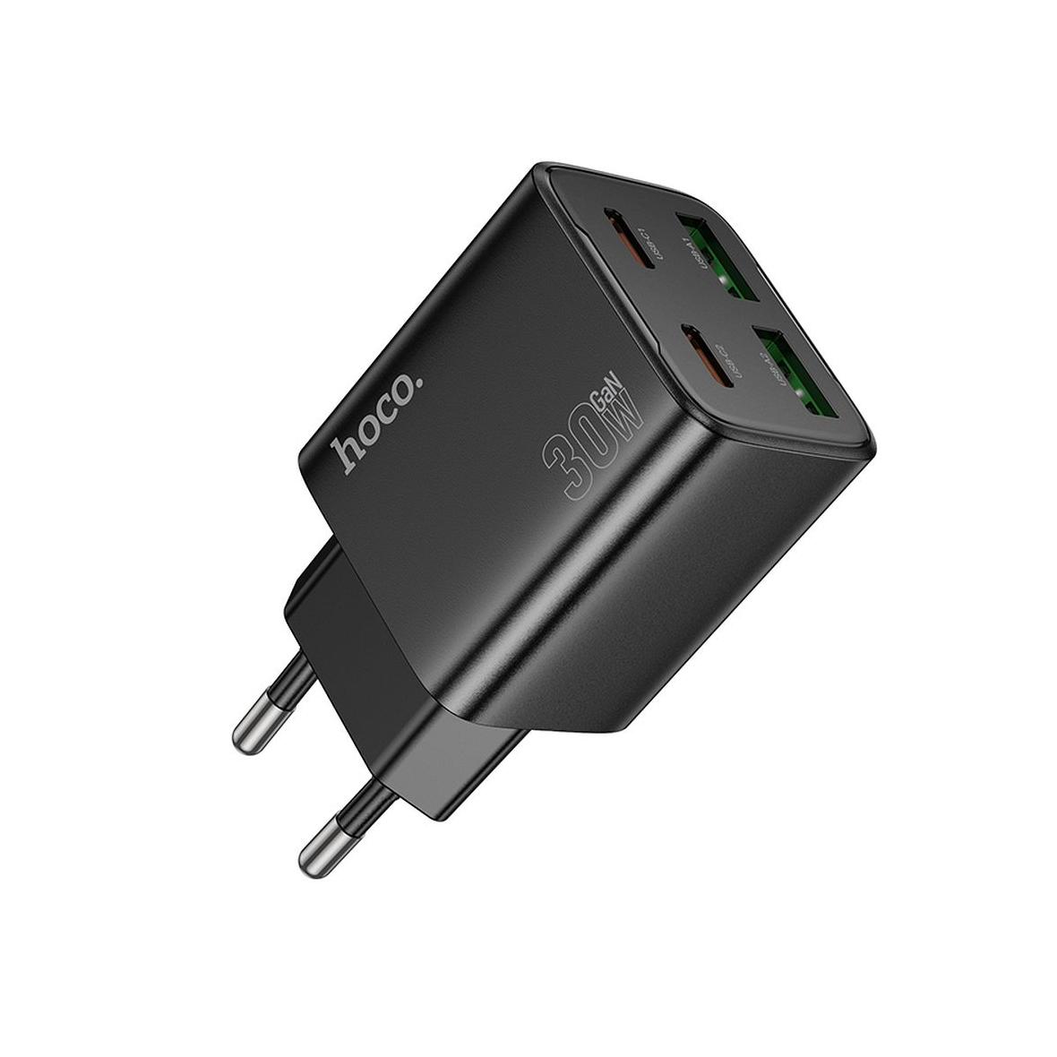 Ładowarka sieciowa do telefonu Hoco 2 x USB C + 2 x USB A QC3.0 PD 3A 30W N56 czarna
