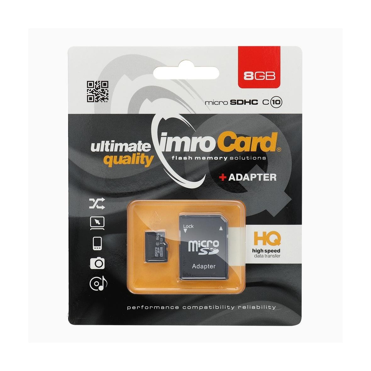 IMRO karta pamięci microSD 8GB 100MB/s class 10 UHS I z adapterem SD