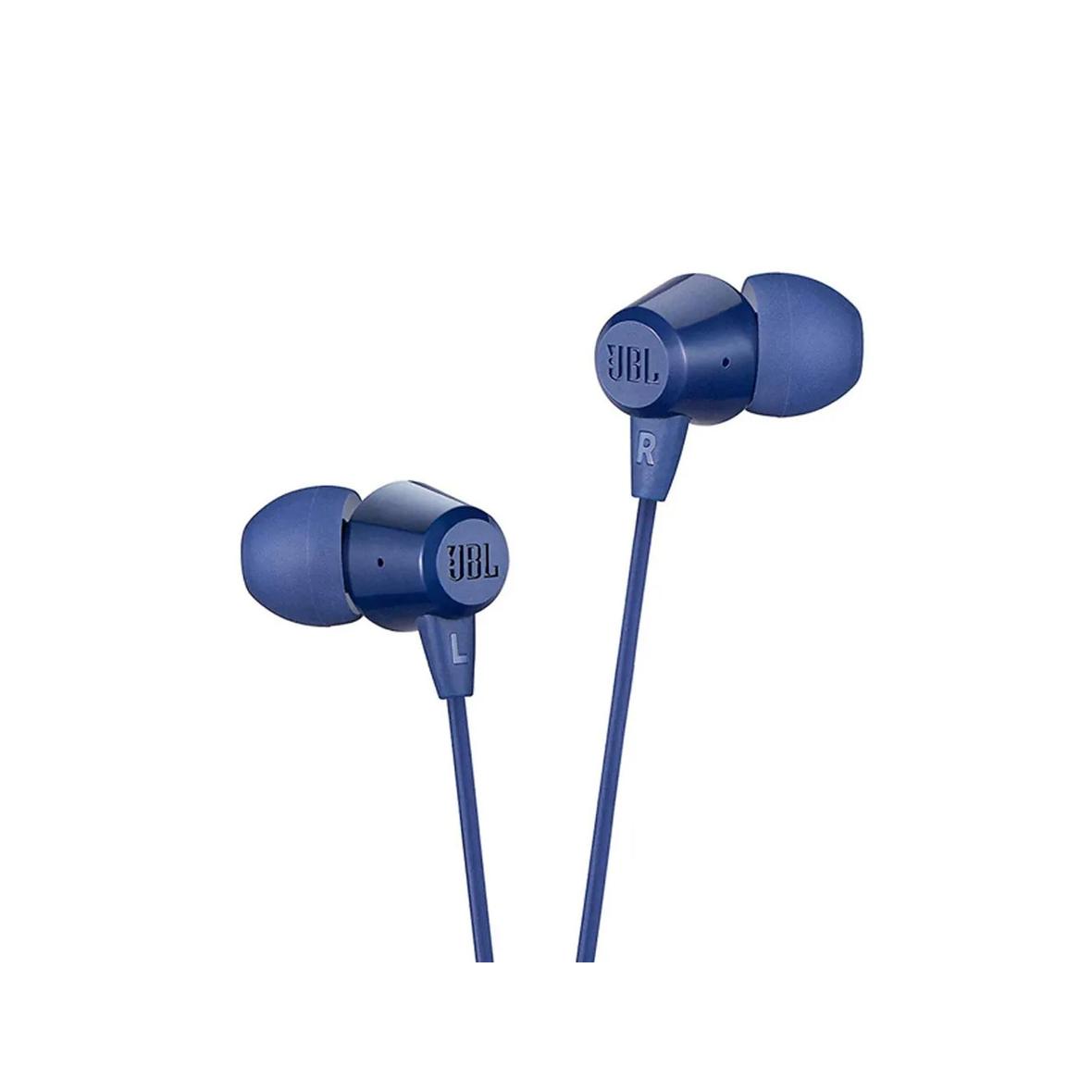Słuchawki przewodowe douszne Jack 3,5 mm z mikrofonem JBL T50HI 360 niebieskie