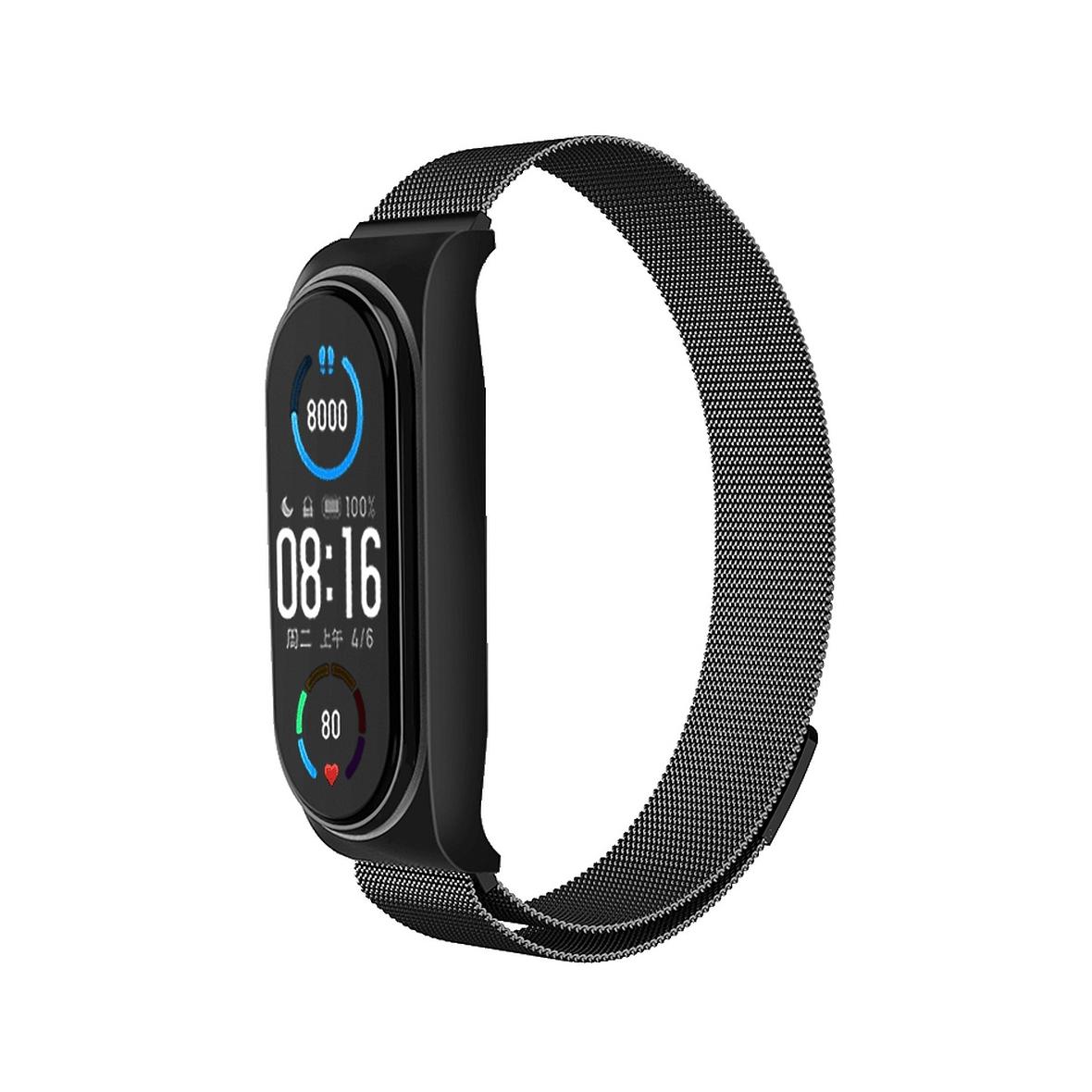 Pasek metalowy METAL do XIAOMI Mi Band 5 / 6 czarny (01)