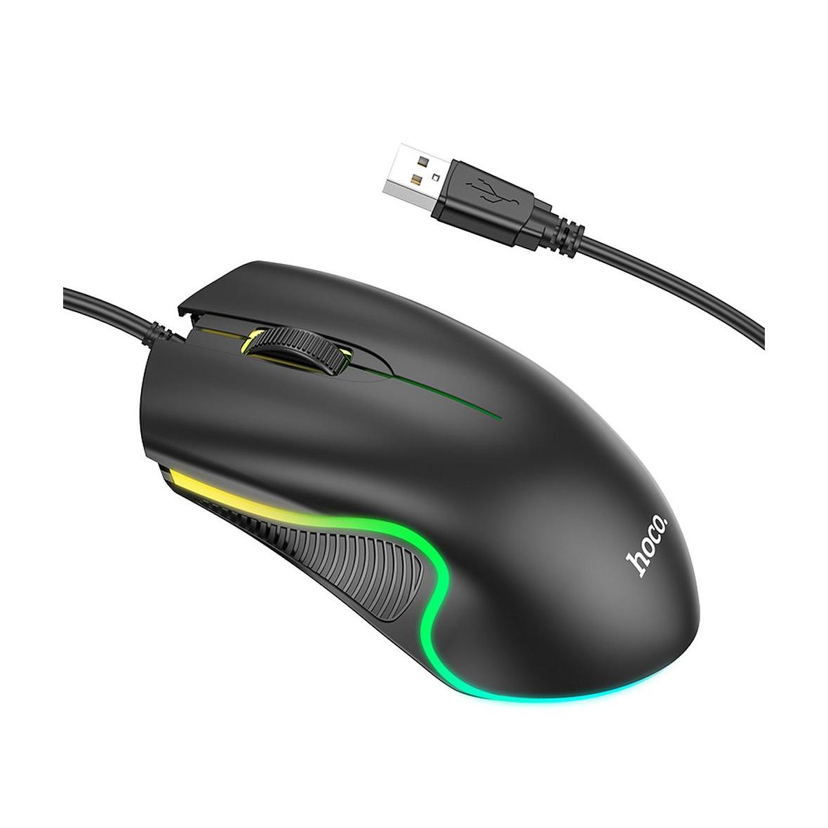 Myszka przewodowa Hoco USB A 1000 dpi z podświetleniem GM19 czarna