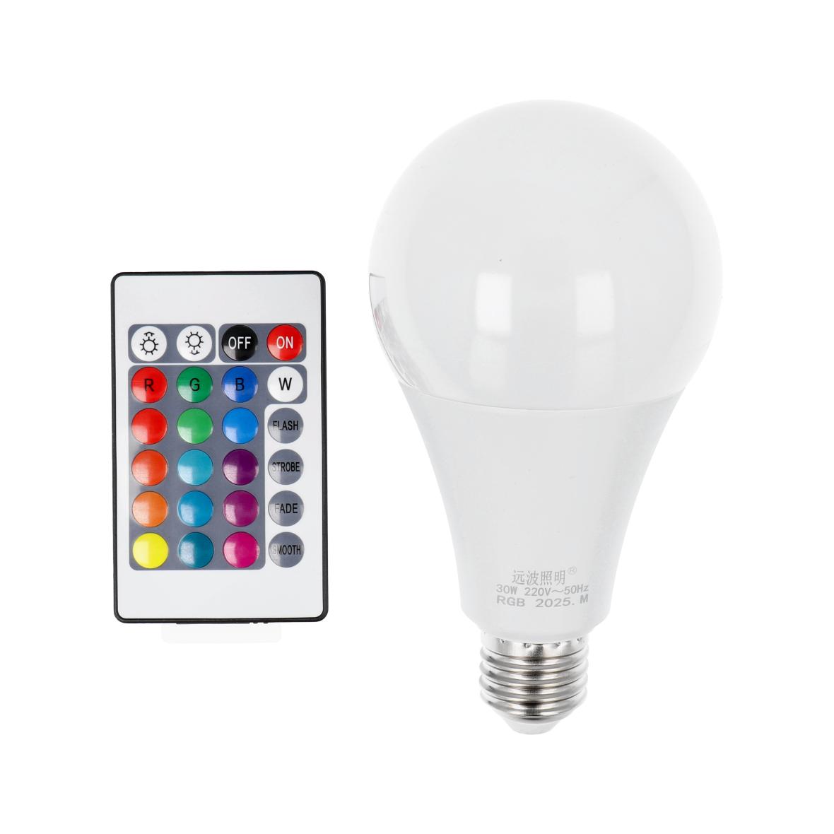 Żarówka LED RGB 30W E27 A80 wielokolorowa