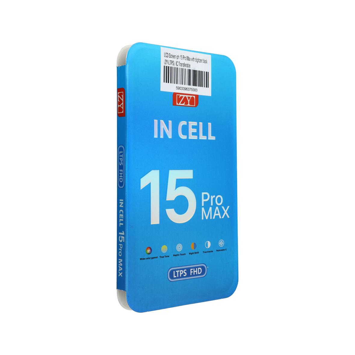 Wyświetlacz do iPhone 15 Pro Max z ekranem dotykowym czarnym (ZY-LTPS) IC Transferable