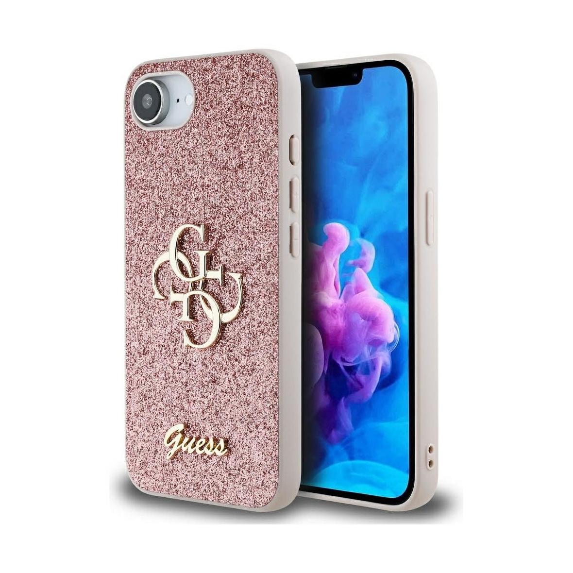 GUESS futerał do IPHONE 16e (SE 4 2025) GUHCPSE4HG4SGP (Fixed Glitter Big 4G) różowy