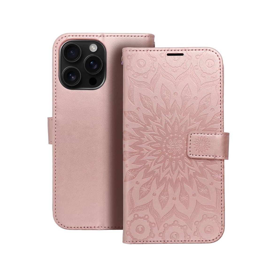 Etui z klapką na iPhone 16 PRO MAX Mezzo Book mandala złoto-różowe