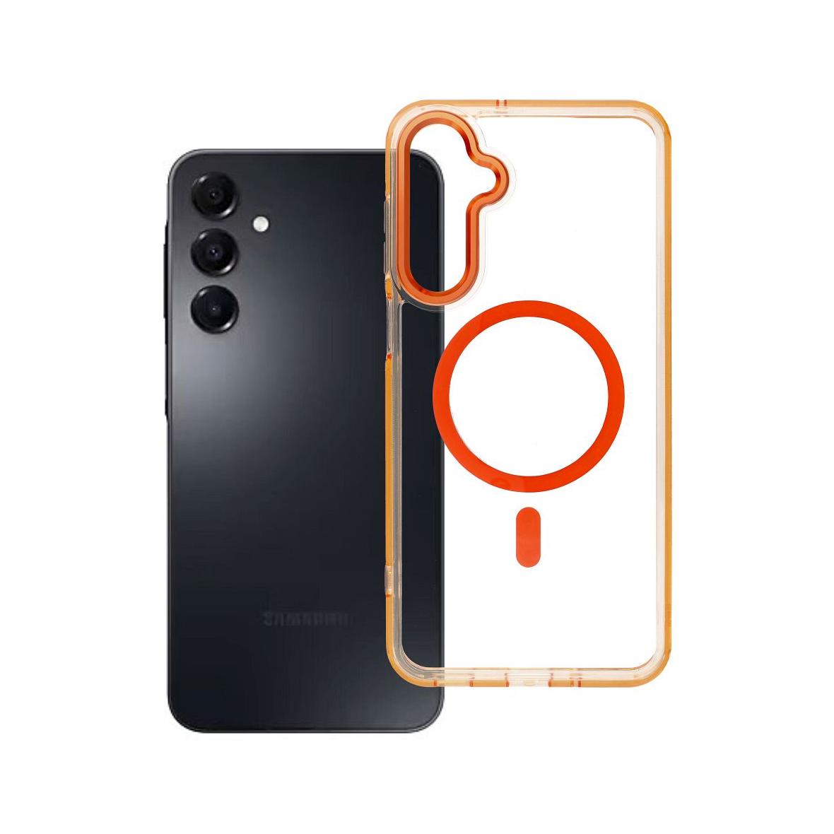 Futerał do Samsung A16 Frame Clear Hybrid Mag Cover zgodny z MagSafe pomarańczowy