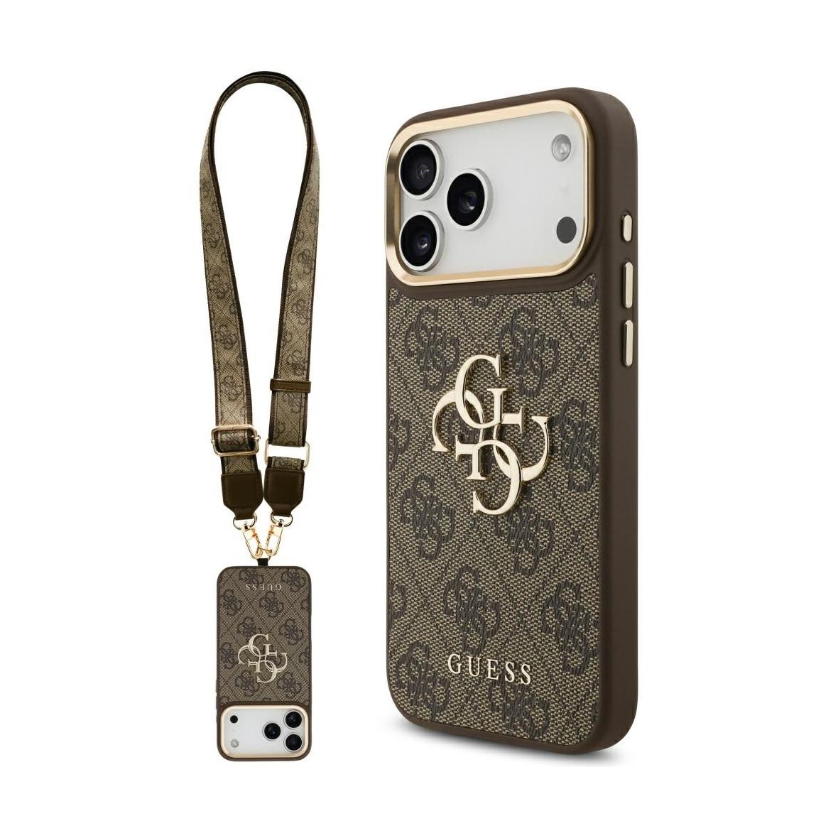 GUESS futerał do IPHONE 17 Pro Max GUHCP17XP4G4BCSW (PU W/ Big 4G Classic & Big Strap Metal Buttons) brązowy
