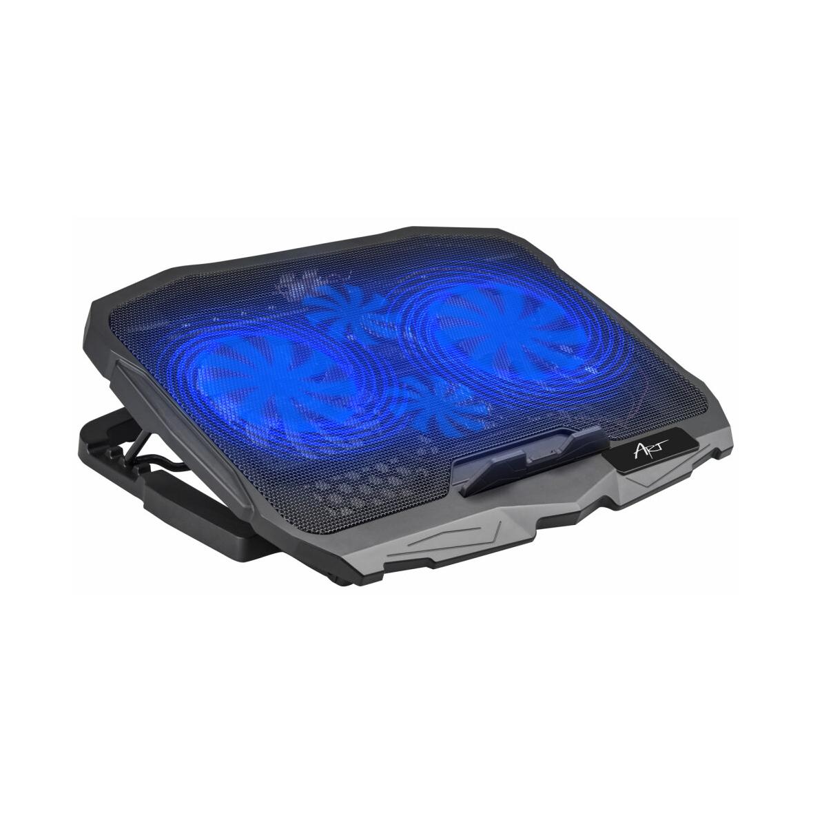 Podstawka chłodząca pod laptop ART P4 2 x USB A LED czarna