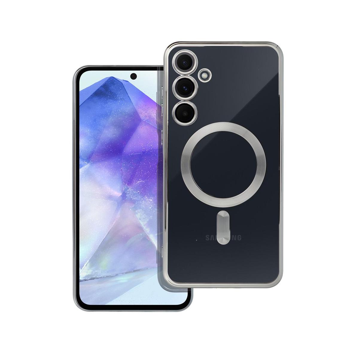 Futerał do Samsung A55 Electro Mag Cover zgodny z MagSafe srebrny