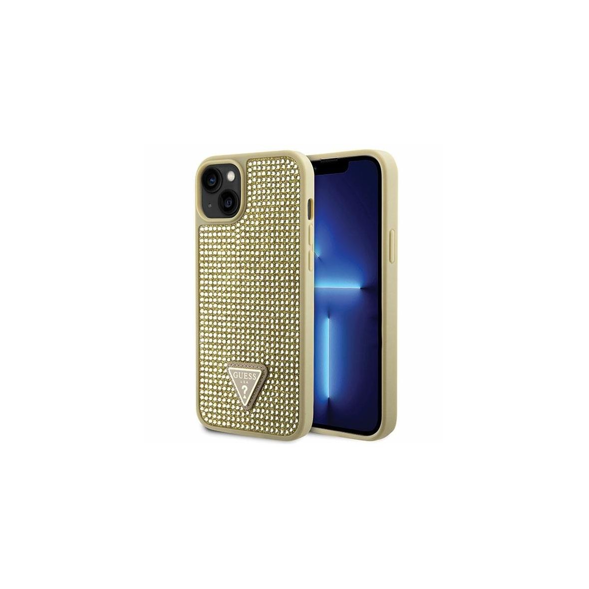 GUESS futerał do IPHONE 13 / 14 / 15 GUHCP14SHDGTPD (Rhinestone Triangle) złoty
