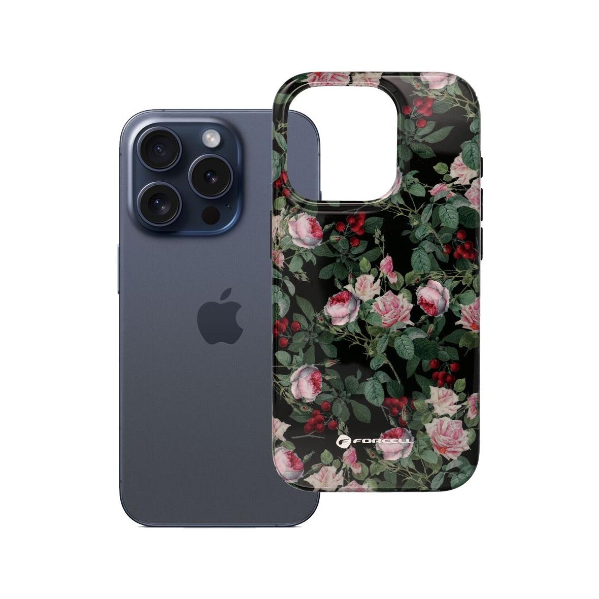 Etui na iPhone 15 PRO Forcell F-Protect Mirage zgodny z MagSafe Military Drop-Test rose drama