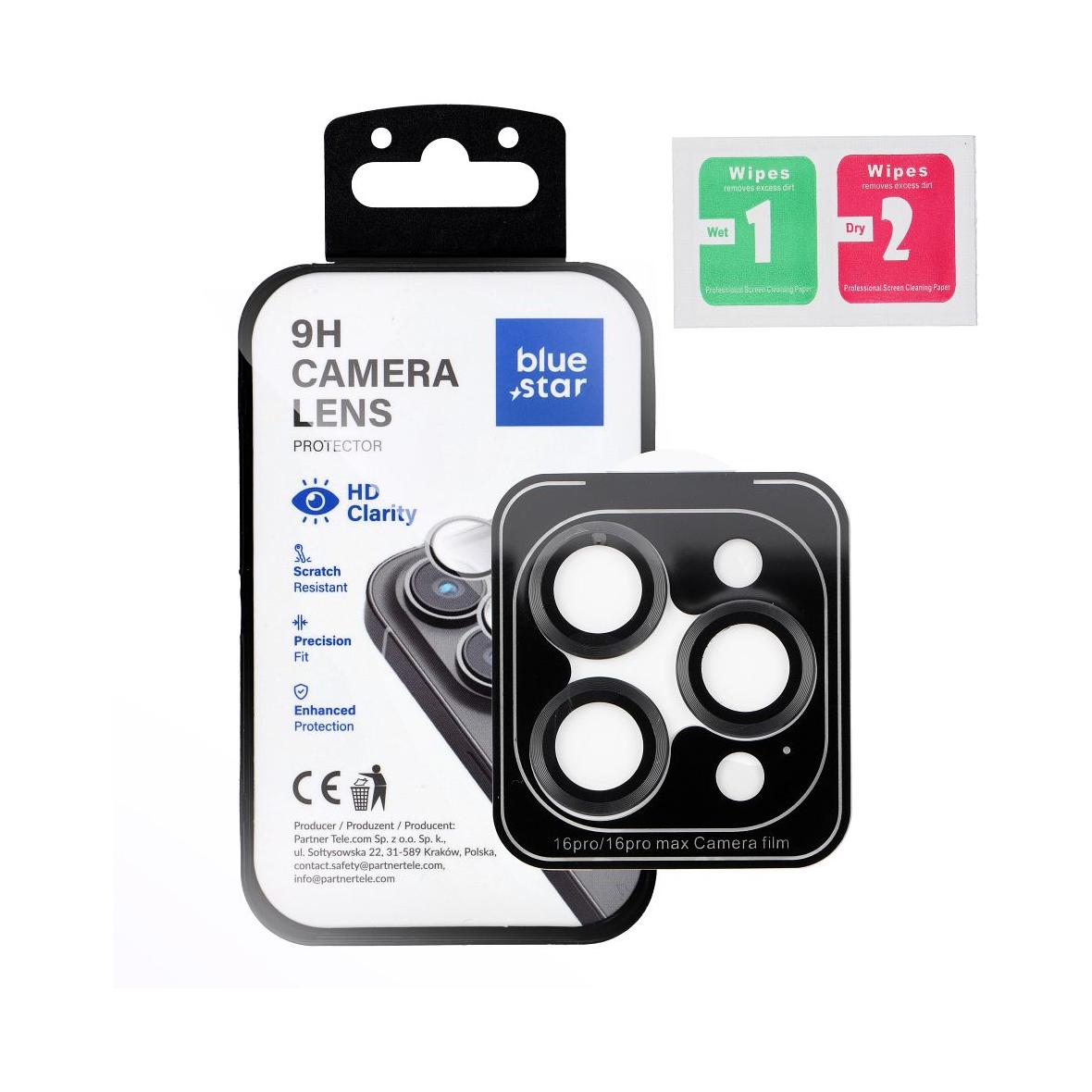 Szkło na aparat BLUE STAR Easy Install do IPHONE 16 PRO / 16 PRO MAX czarne