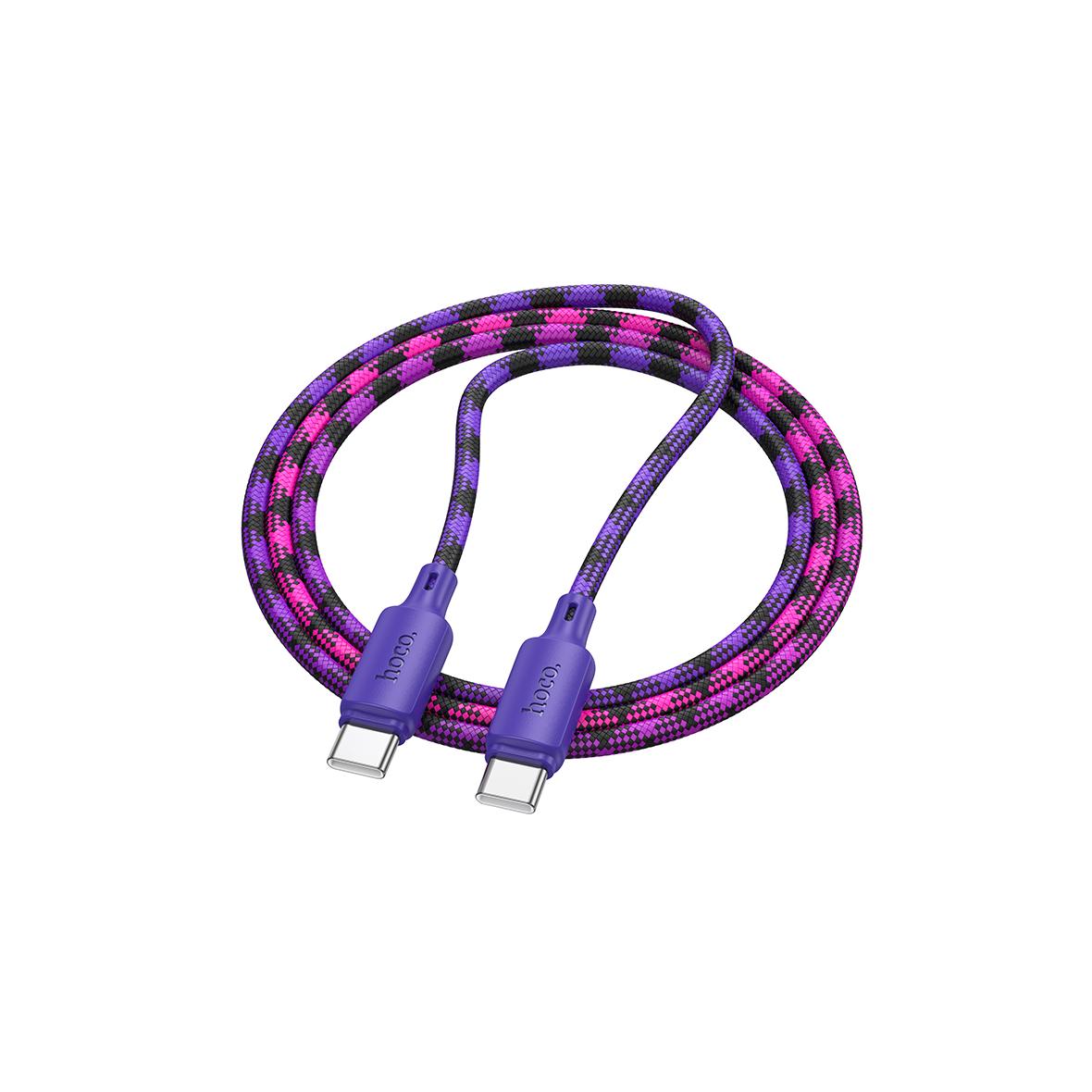 Kabel USB C do USB C Hoco 3A 60W 1 m X116 gradient fioletowy