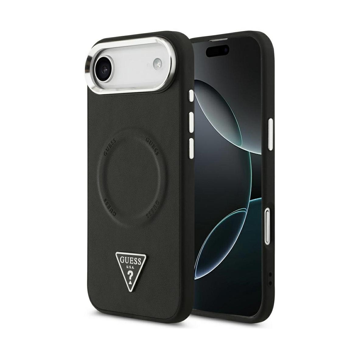 GUESS futerał do IPHONE 17 Air kompatybilny z MagSafe GUHMP17MPSDTSCMK (PU W/ Triangle Logo) czarny