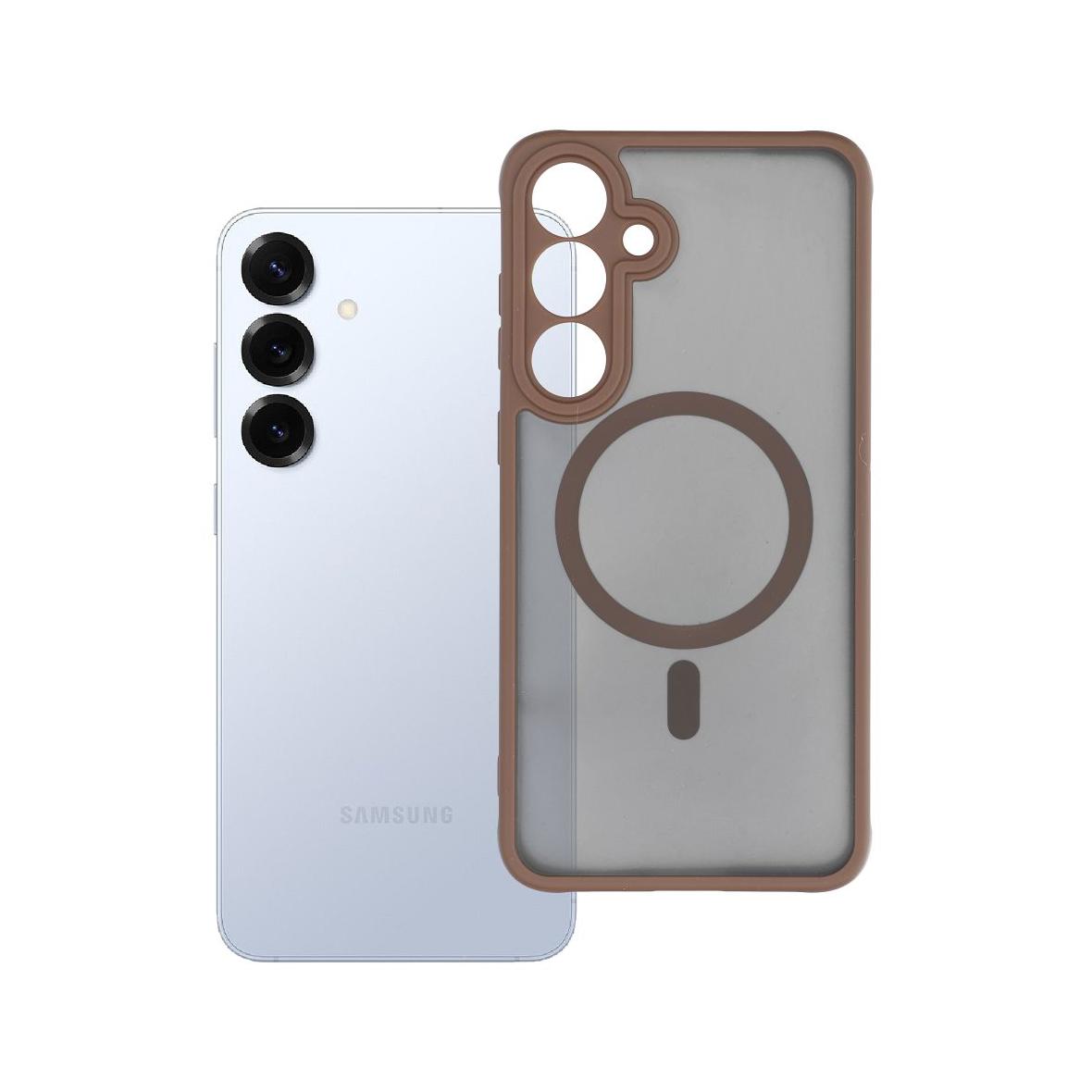 Futerał do Samsung S25 PLUS Full Matte Mag Cover zgodny z MagSafe brązowy