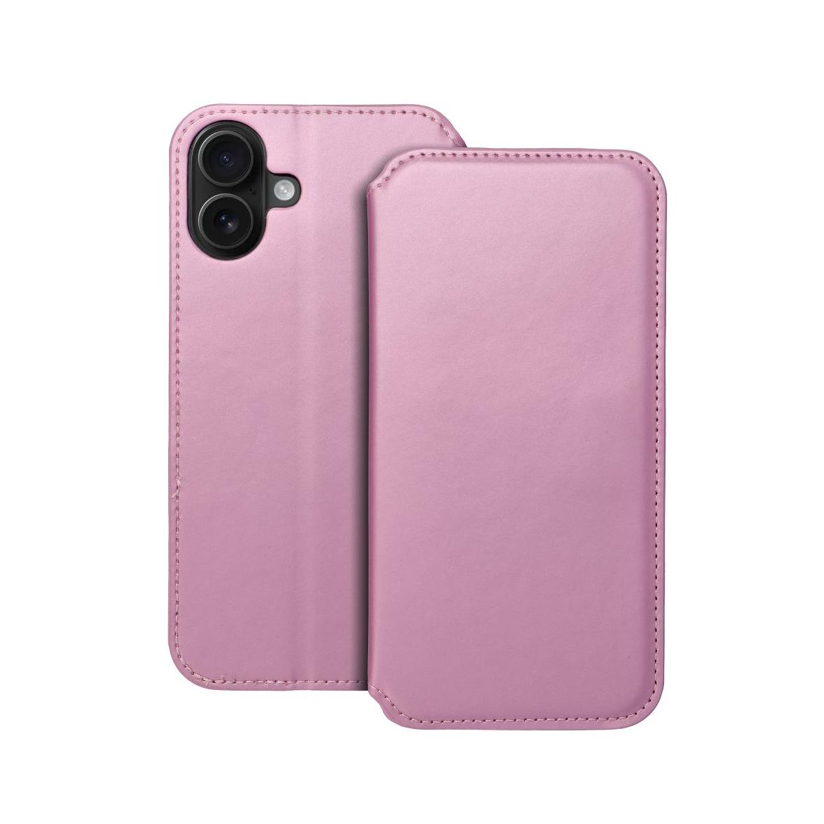 Etui z klapką na iPhone 16 PLUS Dual Pocket Book jasnoróżowe