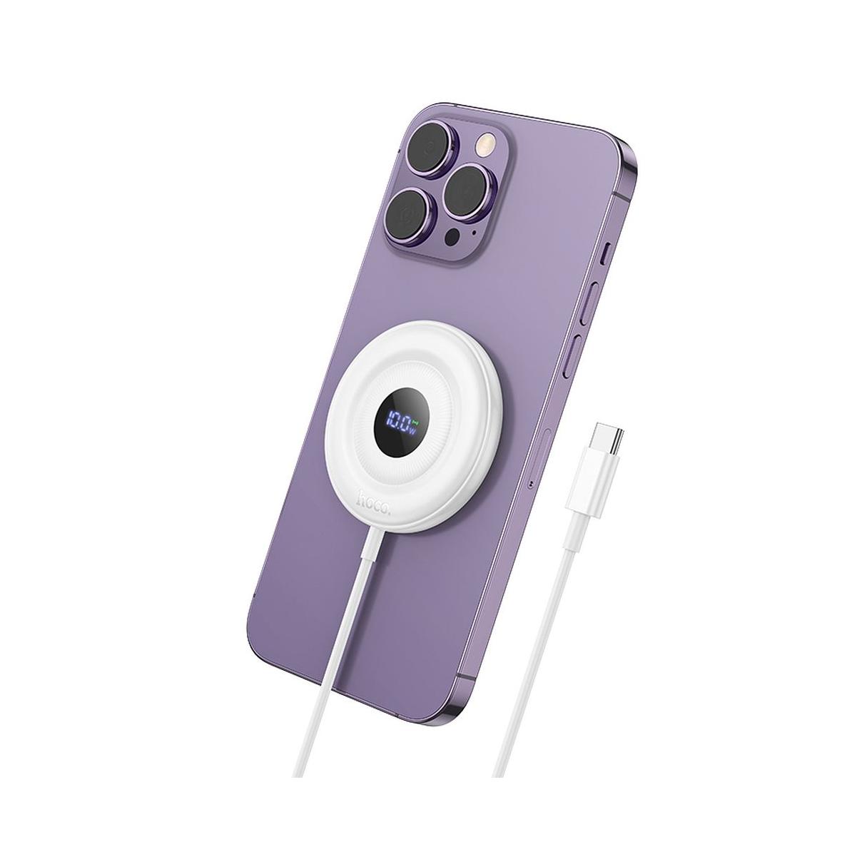 Ładowarka indukcyjna Hoco 2A 15W zgodna z MagSafe z wyświetlaczem CW61 biała