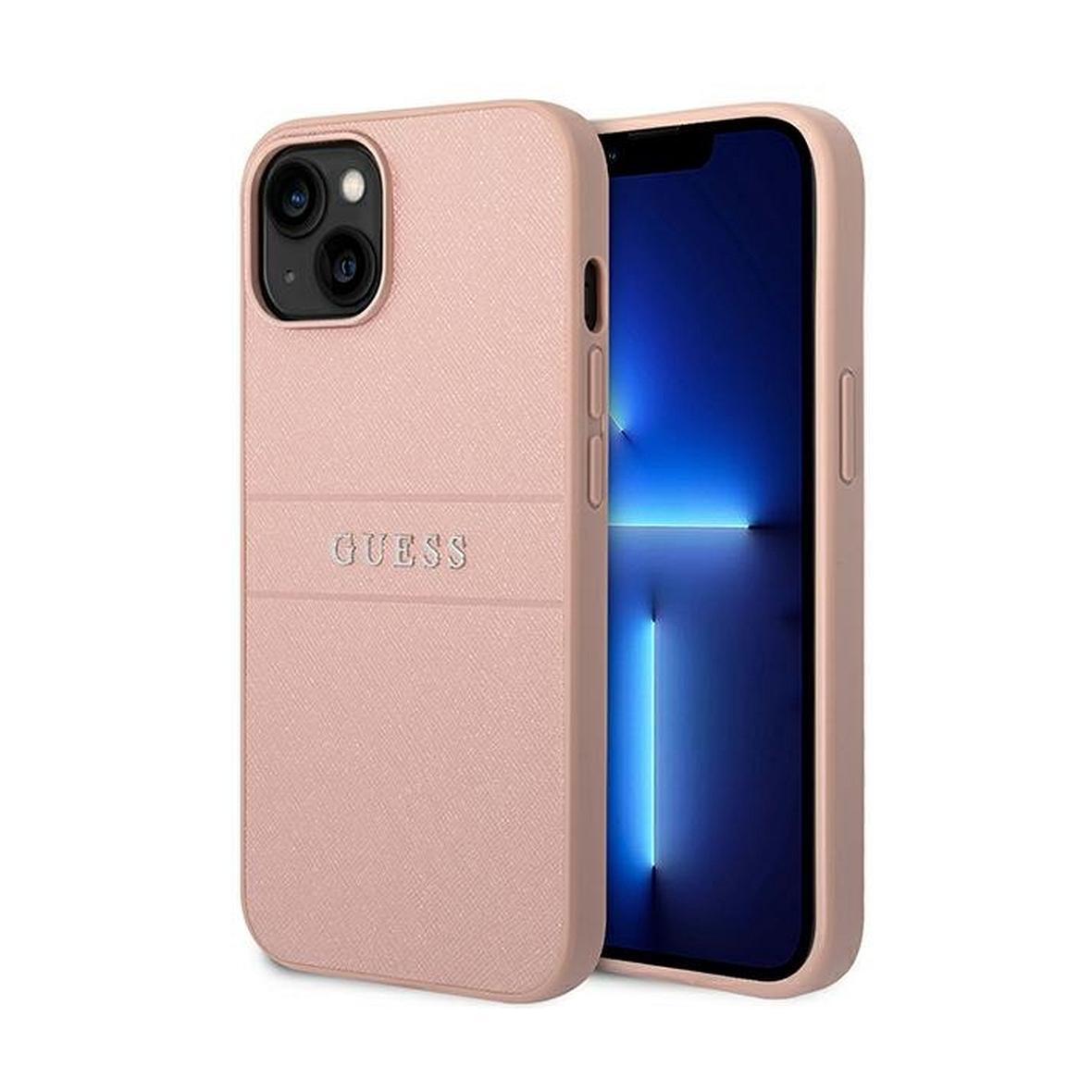 GUESS futerał do IPHONE 14 Plus GUHCP14MPSASBPI (Saffiano With Metal Logo) różowy