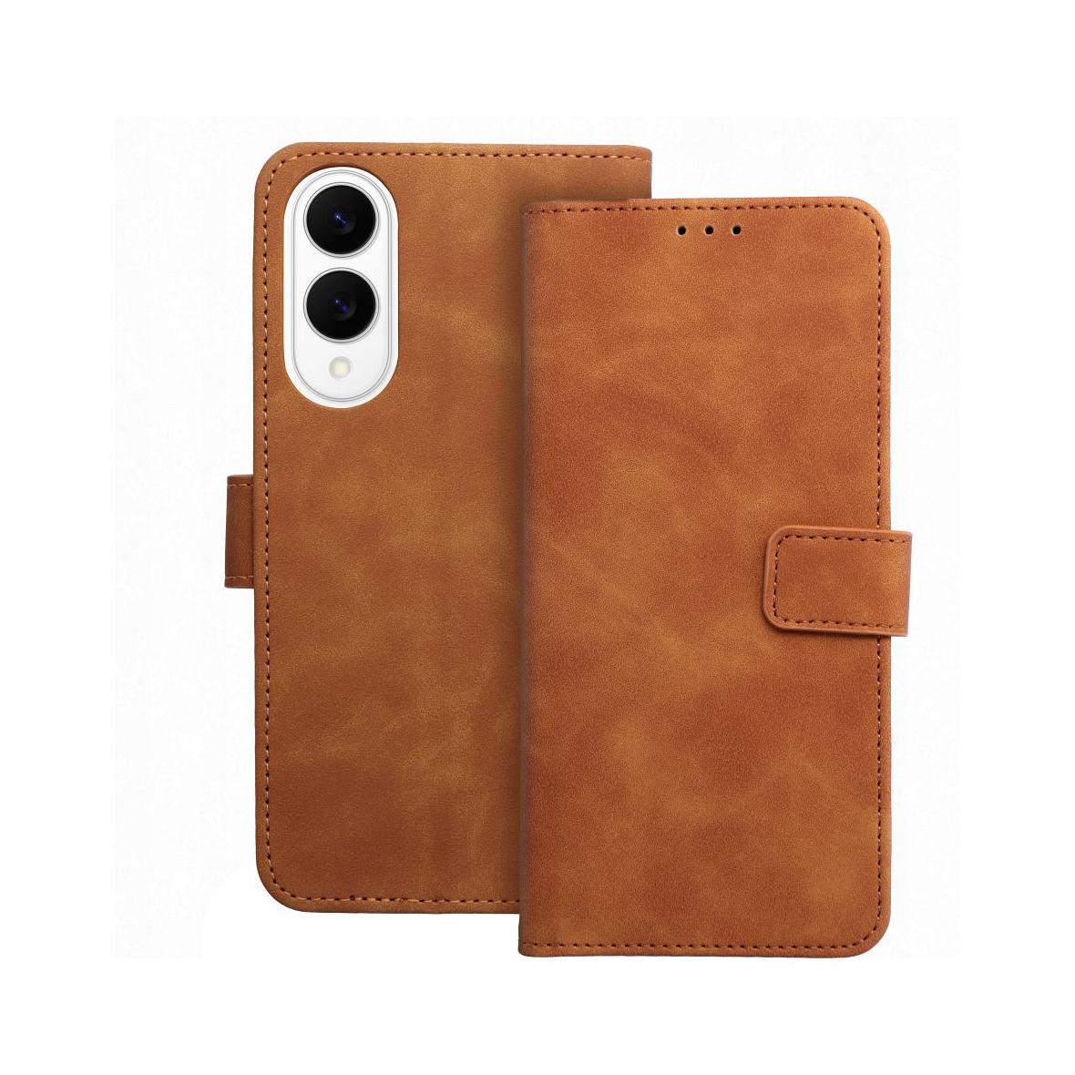 Etui z klapką na Samsung S25 EDGE Tender Book brązowe