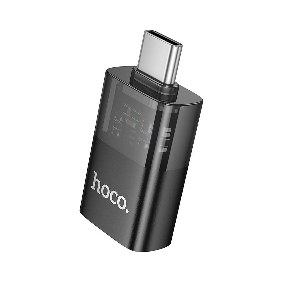 Adapter OTG USB C do USB A Hoco UA36B transparentny czarny