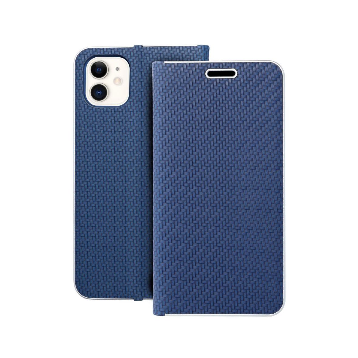 Etui z klapką na iPhone 11 Luna Book Carbon niebieskie