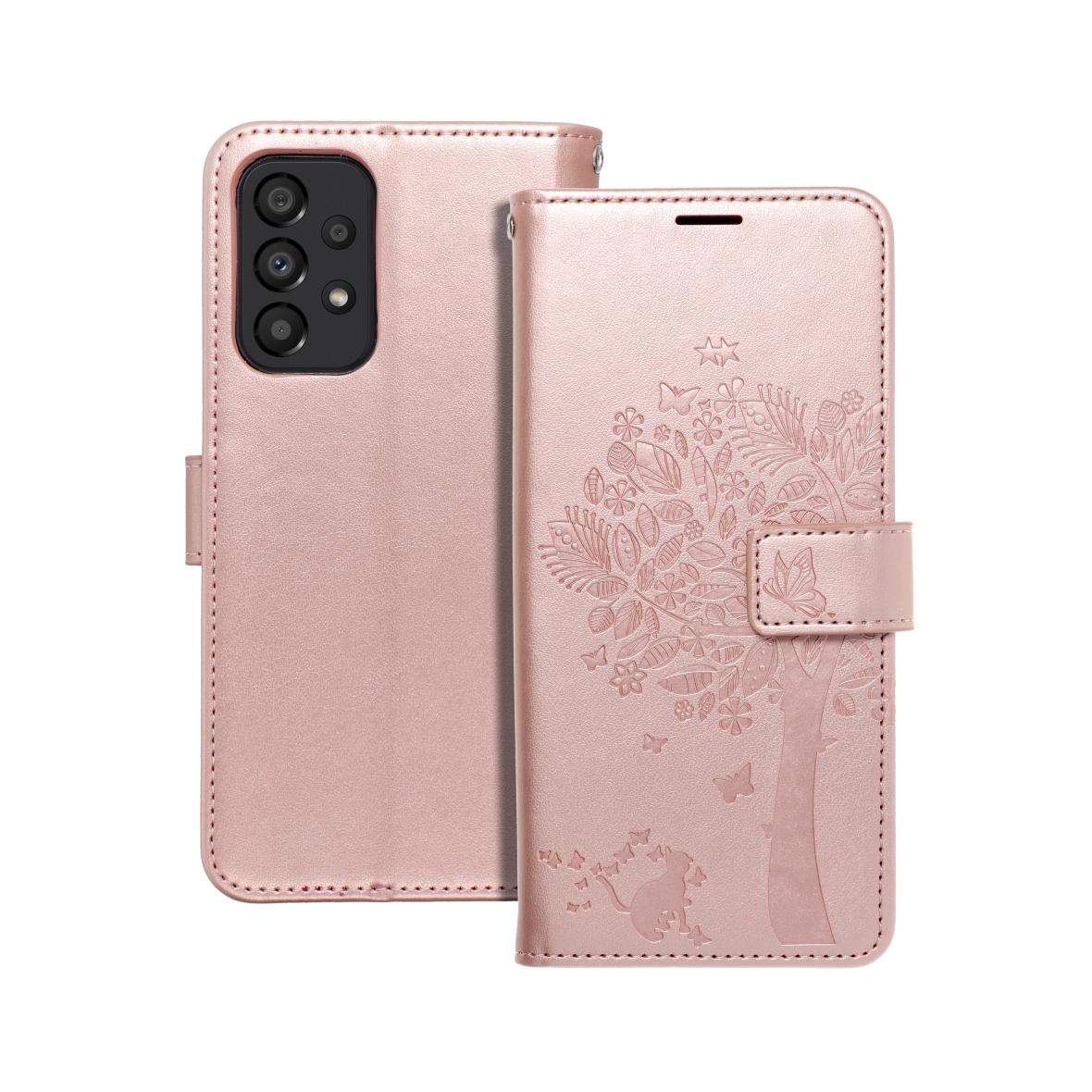 Etui z klapką na Samsung A33 5G Mezzo Book drzewo złoto-różowe